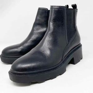 Marc Fisher Leather Chelsea Boot with Lug Sole & Stud Detail. Size 9.